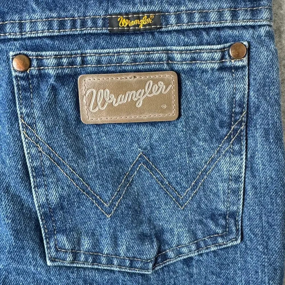 Wrangler Jeans Mens 29 Western Classic Leather Patch Pocket Cowboy Straight Leg